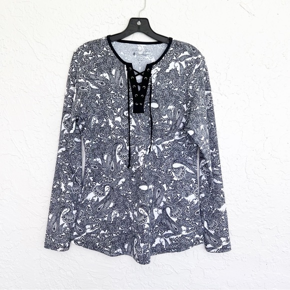 Coolibar Tops - Coolibar Womens Swim Shirt rash guard top lace up UPF 50 Size Large